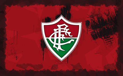 شعار fluminense fc grunge, 4k, دوري الدراسية البرازيلية, خلفية الجرونج الأرجواني, كرة القدم, شعار fluminense fc, fluminense, نادي كرة القدم البرازيلي, fluminense fc