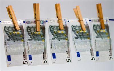 5, - euro, trocknen, geld, geld-auf-seil, - euro
