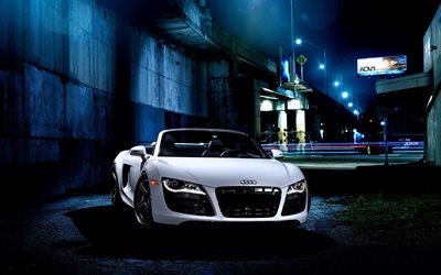 Audi R8, gece, ADV1, ayarlama, süper arabalar, Audi