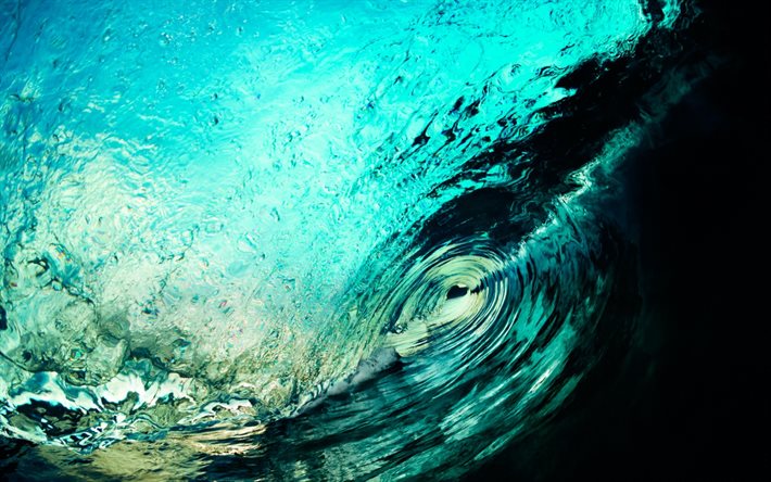 onda dentro, mar, água, onda grande