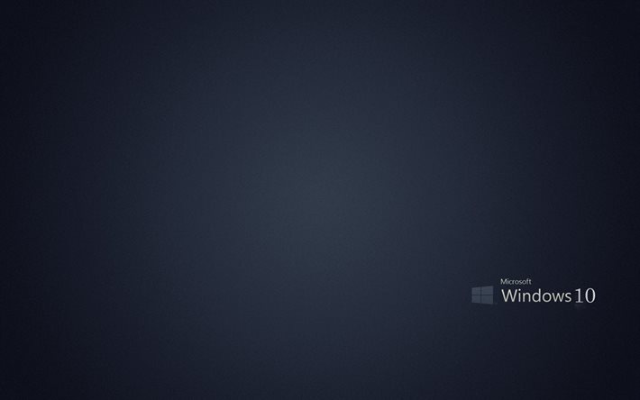 Windows 10, logo, gray background, Microsoft