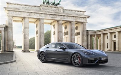 Porsche Panamera, 2017, siyah Panamera, siyah Porsche, spor coupe, 4 Kapılı coupe