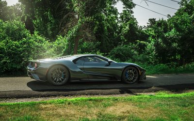 Ford GT, 4k, rear view, exterior, black supercar, black Ford GT, American sports cars, Ford