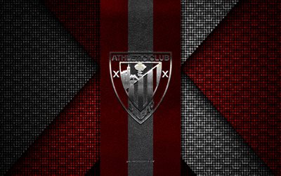 Athletic Bilbao, La Liga, red white knitted texture, Athletic Bilbao logo, Spanish football club, Athletic Bilbao emblem, football, Bilbao, Spain