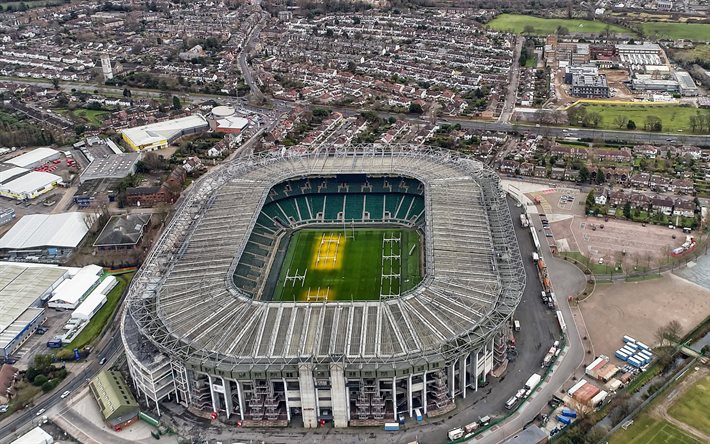 4k, twickenham stadyumu, rugby stadyumu, havadan görünüm, twickenham, londra, ingiltere, ingiltere milli rugby takımı, birleşik krallık