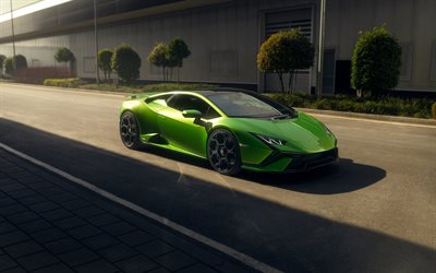 2023, Lamborghini Huracan Tecnica, 4k, exterior, green supercar, front view, top view, green Lamborghini Huracan, Huracan tuning, Italian sports cars, Lamborghini
