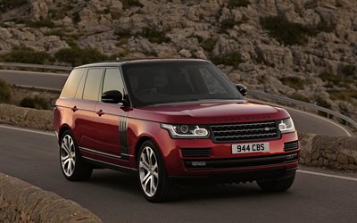 SUVs, 2017, Range Rover SV Autobigraphy, carretera, coches de lujo, rojo range rover