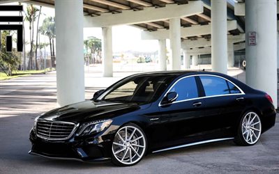 Mercedes-Benz S-Class, W222, voitures de luxe, tuning, 2016, la Mercedes noire