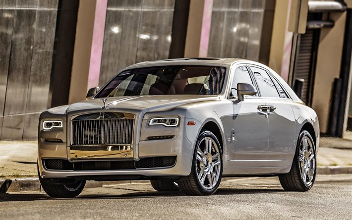 Rolls-Royce Ghost, 4k, voitures de luxe, route, rue, blanc fantôme