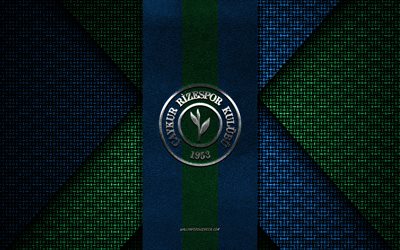 Rizespor, TFF First League, green blue knitted texture, 1 Lig, Rizespor logo, Turkish football club, Rizespor emblem, football, Rize, Turkey