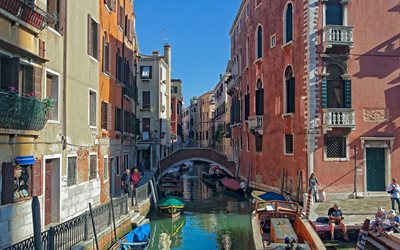 el canal, el puente, los barcos, venecia