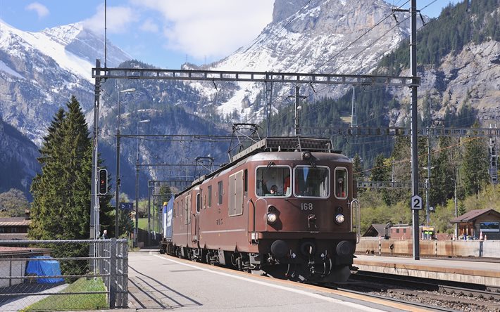 old locomotive, swiss alps, kandersteg