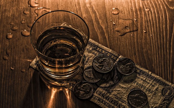 bar, viski, dolar