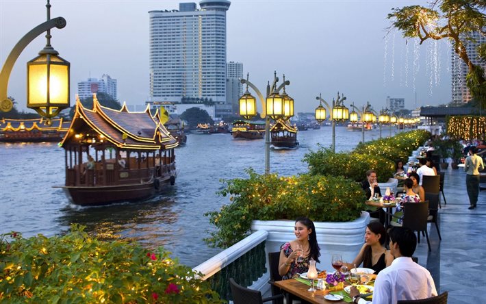 pöydät, bangkok, promenade, thaimaan pääkaupunki
