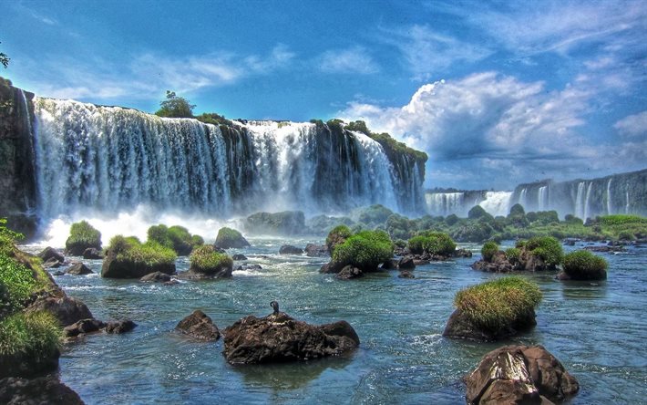 waterfall, the state, iguazu, parana, river, brazil
