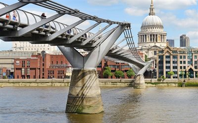 the millennium bridge, thames, london