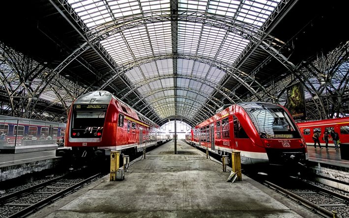 los trenes de leipzig, plataforma, alemania