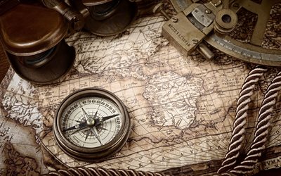 karte, kompass, reisen