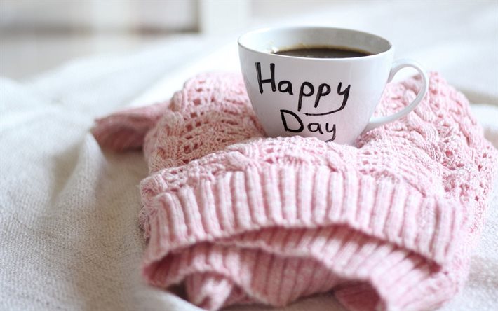 kaffee, tasse, happy day