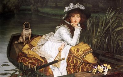 1870, フランス人アーティスト, キャンバス, ジェームズ-tissot, 油