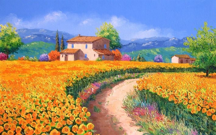 jean-marc janiaczyk, ranskalainen impressionistinen taidemaalari, auringonkukan tapa