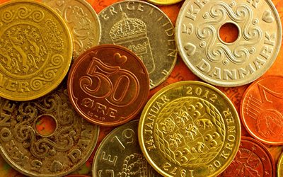 money, coins, sweden, denmark, euro
