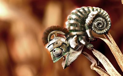 camaleão-gladiador, criativo, figura