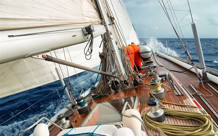 yacht, den wind -, deck -, wave-segel