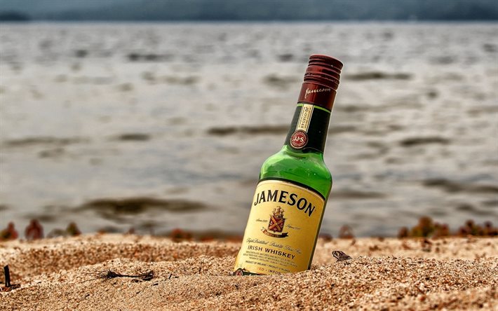 havet, stranden, jameson, irländsk whisky