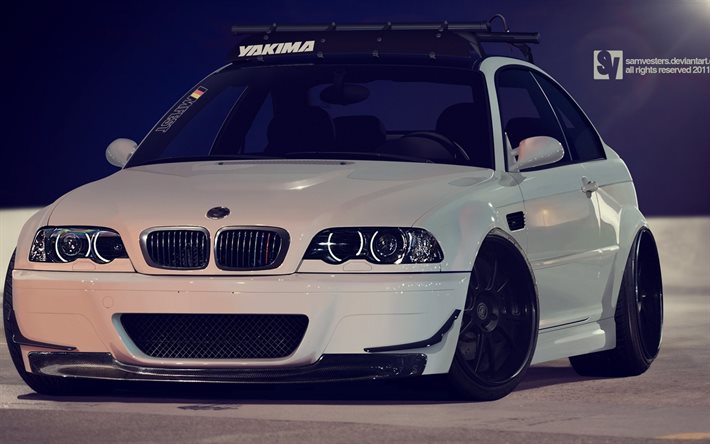 bmw m3, e46, haltung, tuning, weißer m3, bmw