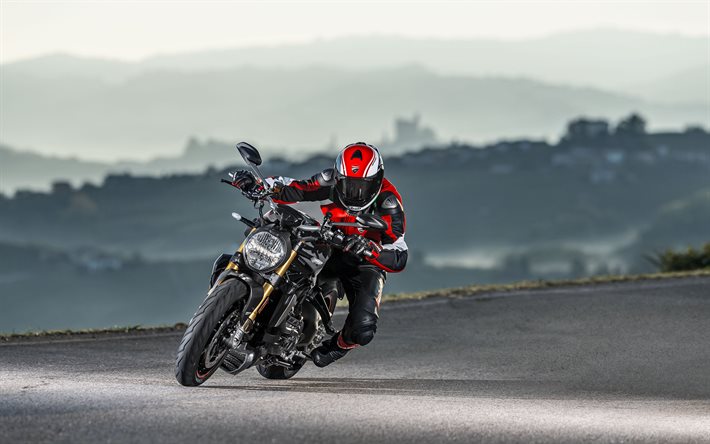 ducati monster 1200, 2017 motos, movimento, piloto, superbikes, ducati
