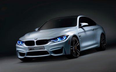 BMW M4, 4k, F82, Emblématique des lumières, des supercars, blanc bmw