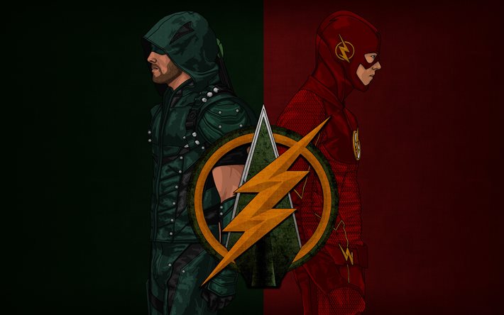 Arrow, Flash, super-héros, 4k, art