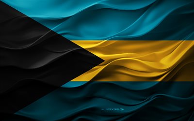 4k, flagge der bahamas, nordamerika  länder, 3d  bahamas  flagge, nordamerika, bahamas  flagge, 3d  textur, tag der bahamas, nationale symbole, 3d  kunst, bahamas