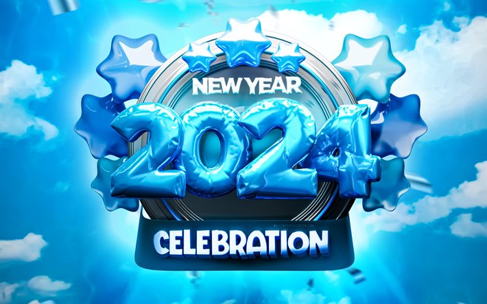 2024 feliz ano novo, balões realistas azuis, 4k, criativo, 2024 conceitos, 2024 balões dígitos, 2024 dígitos 3d, feliz ano novo 2024, 2024 fundo azul, 2024 anos