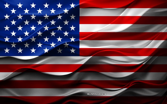 4k, アメリカの旗, 北米諸国, 3d usaフラグ, 北米, 3dテクスチャ, アメリカの日, 国家のシンボル, 3dアート, アメリカ合衆国, アメリカ国旗
