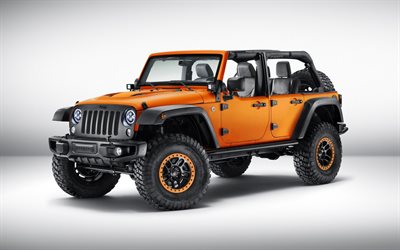 SUVs, convertibles, 2016, Jeep Wrangler Rubicon, studio, orange Wrangler