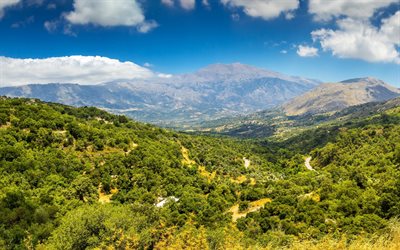 Crete, island, Greece, mountains, valley, forest