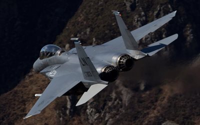 F-15E Strike Eagle, McDonnell Douglas F-15E, jet da combattimento F-15, di un aereo in cielo