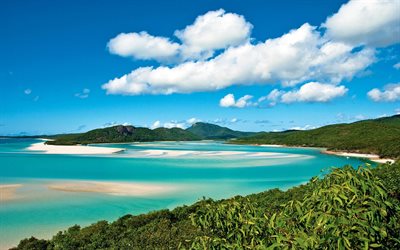 whitsunday island, meer, strand, paradies, whitehaven beach, queensland, sommer, australien