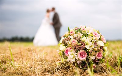 bouquet da sposa, matrimonio, sposa, sposo, sposi