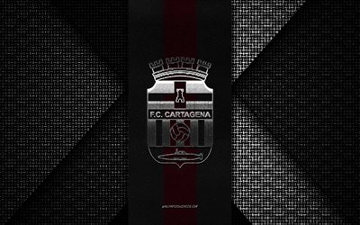 fc cartagena, segunda division, schwarz-weiße strickstruktur, fc cartagena-logo, spanischer fußballverein, fc cartagena-emblem, fußball, cartagena, spanien