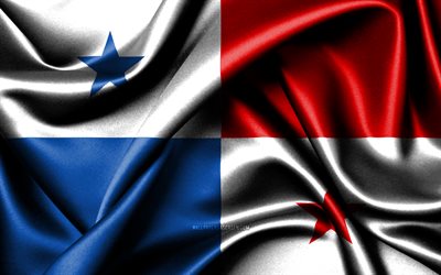 パナマの旗, 4k, 北米諸国, 布旗, パナマの日, 波状の絹の旗, 北米, パナマの国のシンボル, パナマ