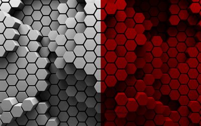 4k, Flag of County Londonderry, Counties of Ireland, 3d hexagon background, Day of County Londonderry, 3d hexagon texture, Londonderry flag, Irish national symbols, County Londonderry, 3d Londonderry flag, Londonderry, Ireland