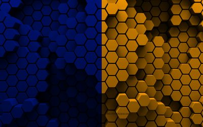 4k, Flag of County Wicklow, Counties of Ireland, 3d hexagon background, Day of County Wicklow, 3d hexagon texture, Wicklow flag, Irish national symbols, County Wicklow, 3d Wicklow flag, Wicklow, Ireland