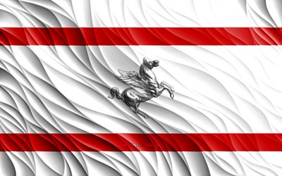 4k, トスカーナの旗, 波状の 3d フラグ, イタリアの地域, トスカーナの日, 3d 波, ヨーロッパ, トスカーナ