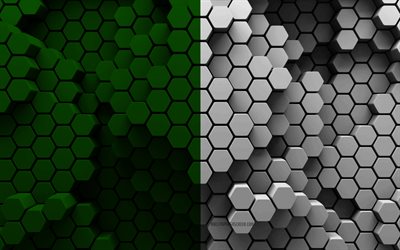 4k, Flag of County Fermanagh, Counties of Ireland, 3d hexagon background, Day of County Fermanagh, 3d hexagon texture, Fermanagh flag, Irish national symbols, County Fermanagh, 3d Fermanagh flag, Fermanagh, Ireland