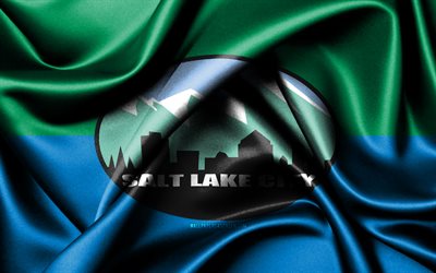 bandiera di salt lake city, 4k, città americane, bandiere in tessuto, giorno di salt lake city, bandiere di seta ondulata, usa, città d america, città dello utah, città degli stati uniti, salt lake city utah, salt lake city
