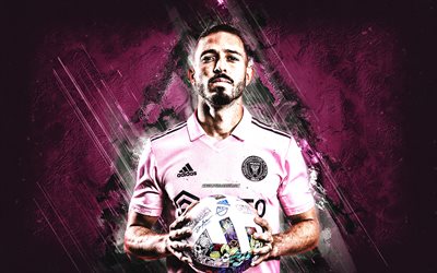 Jean Mota, Inter Miami CF, Brazilian soccer player, attacking midfielder, portrait, pink stone background, football, MLS, Inter Miami, USA