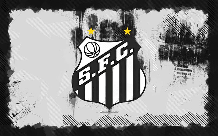 सैंटोस एफसी ग्रंज लोगो, 4k, ब्राज़ीलियाई सीरी ए, सफेद ग्रंज पृष्ठभूमि, फुटबॉल, सैंटोस एफसी प्रतीक, फ़ुटबॉल, सैंटोस एफसी लोगो, सैंटोस एफसी, ब्राज़ीलियाई फुटबॉल क्लब, एसएफसी